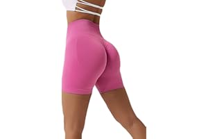 Qmttoae High Waisted Gym Shorts for Women Scrunch Butt Cycling Shorts Seamless Yoga Booty Workout Running Shorts