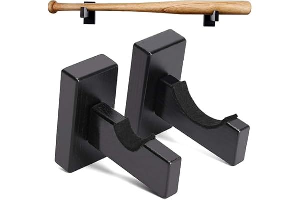 Support de Batte de Baseball en Bois - 1 Paire de Supports Muraux Horizontaux pour Affichage (Noir)