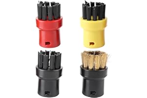 BEEHUG 4Pcs Steam Cleaner Nylon Round Brush, Steamer Replacement Brush Muticolor Durable Round Brush Nozzle Head, Steam Cleaner Accessories Compatible with SC1, SC2, SC3, SC4, SC5, SC6, CTK10, CTK20 Series