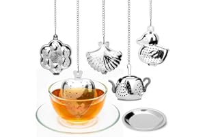 ASANMU Filtre à Thé Trou Fin, 6 PCS Acier Inoxydable Infuseur à Thé Boule à Thé avec Chaîne Boules de Maille de Filtre à Thé pour Infuser Le thé en Vrac, Épices pour Mug/Tasse/Théière/Verre