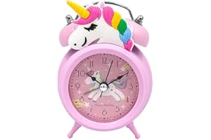 CAM2 Sveglia, sveglia per bambini, Einho-rnM, sveglia silenziosa senza ticchettio, rosa fiaba sveglia per ragazze