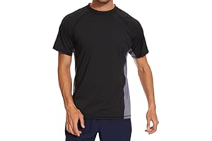 Arcweg Rash Guard Men Short Sleeves Shirt UPF 50+ Elastic Rash Vest Loose Fit Swimming Top Quick Drying Running Vest Sports Top