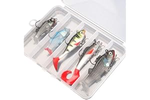 DONQL Kit de Señuelos de Pesca Suaves, Señuelos de Pesca Spinning Mar, Señuelos Pesca, Señuelos Spinning, Señuelos Artificiales, Juego de Cebos de Pesca para Lucio Perca Black Bass Trucha Lucioperca