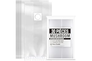 Moollyfox Lot de 30 Sacs de Culture de Champignons, 32 x 50cm PVC Mushroom Spawn Grow Bag avec Filtre de 0.2 Microns, Indéchirables Sacs de Culture pour Horticulture, Tente de Culture, Serre