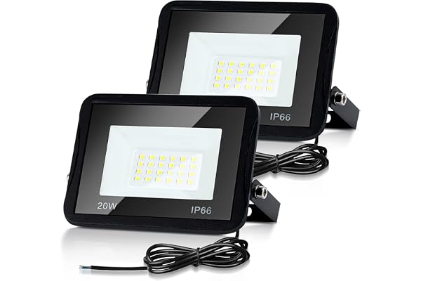 Joparri Projecteur LED Exterieur 20W 6000K Blanc Froid 1700LM, 2 Pack Spot LED Extérieur IP66 Imperméable, Eclairage Exterieur, Lampe Exterieur pour Terrasse Garage Jardin