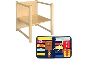 SHERWOOD STORE Sedia pluriuso Montessori in legno di faggio, per bambini da 1 a 3 anni - 3 in 1: sedia, tavolino o sgabello, made in Italy + Valigetta sensoriale in OMAGGIO!