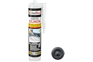 Isolbau Sanitär Silikon 1 x 300 ml Anthrazit - Hochelastischer Silikon-Dichtstoff für Abdichtungen & Fugen - wasserdicht - Kartusche