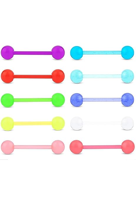 Piercing Lingua In Plastica - Set 20 Pezzi Flessibili 14G 16mm, Colorati E Ipoallergenici - Foto 13