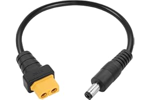 YAODHAOD Adapter XT60 do DC 5,5 x 2,5 mm, kabel pociskowy DC 5,5 x 2,5 mm, do spawarki TS100, zasilacz monitora FPV, kabel zasilający drona(DC 5,5 x 2,5 M 30 cm 14AWG)