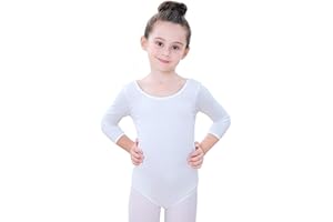 ‎SOUDITTUR Soudittur Kinder Ballettanzug Baumwolle 3/4 Langarm Ballett Trikot Tanz-Body Turnanzug für Mädchen