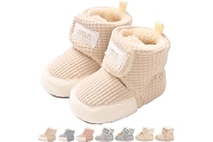 MONSTOYO Baby Winterschuhe Wärme Babyschuhe Winter Anti-Rutsch Verstellbare Neugeborene Schneeschuhe Lauflernschuhe Gefütterte Thermo Fleece Krabbelschuhe Hausschuhe Winterstiefel 0-18 Monate