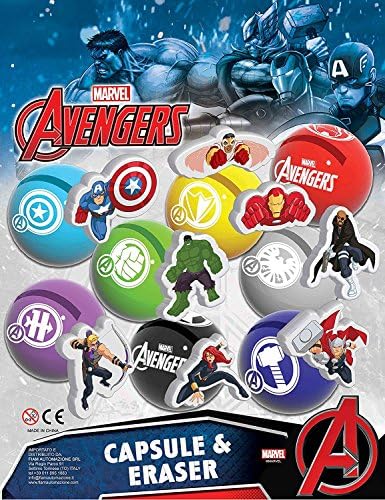 Pack of 10 Randomly Selected Avengers Novelty Erasers In Mini Money Box Capsules - Ideal for Party Bag Fillers, Fillings or Pinata Prizes
