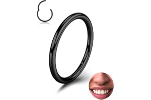 BodyBonita Piercing Nariz Aros con Bisagra - 316L Acero Quirúrgico sin Costuras Septum Piercing Labio CartíLago Hélix Daith Caracola Trago Torre Oro/Plata/Negro/Oro Rosa/Azul/Arcoíris