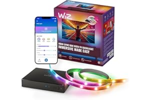 ‎WIZ WiZ HDMI Sync Box z taśmą LED do TV, Synchronizuje światło z filmami, HDMI 2.0 Obsługuje 4K przy 60 Hz, Taśma LED RGBIC do telewizorów 75-85 cali, Sterowanie Aplikacją/Głosowe, Działa z Google i Alexą