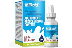 Milkaid Lactase Enzyme Drops 15ml – Lactose Intolerance Relief – Reduces Milk Lactose – Unflavoured