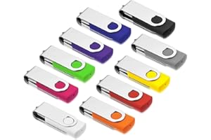 32GB USB 2.0 Stick 10Pack, AreTop USB Stick, 32GB USB Flash Drive,Memory Stick 2.0 32GB Thumb Drives Pen Drives, Swivel Design, for Computer/Tablet/Laptop/Car/TV(10 Mixed Color With Lanyard)
