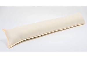 QUEENS LAND HOME Plain Fabric Draught Excluder Decorative Simple Door or Window Draft Guard, Energy Saver. (Cream)