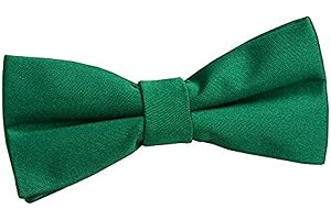 DQT Plain Glossy Satin Formal Wedding Tuxedo Pre-tied Bow Tie for Boys