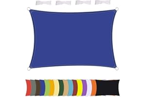 MENGH Sonnensegel Wasserdicht Rechteck, wetterbeständig, Premium Polyester, Viele Längen und Breiten Zur Auswahl inkl Befestigungsseile, Rechteckig 2.5x6m Juwelenblau
