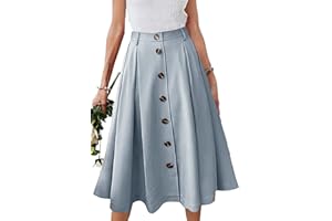 JayscreateEU Damen Rock Midirock Rock Lang Hohe Taille Rock Knielang A Linie Damen Mit Taschen Sommer Rock Mit Falten Maxirock Herbst Rock mit Fransen