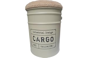 VEA SRL Sgabello Pouf contenitore in stile industriale 31x40 cm,Verde, Sgabello decorativo in metallo camera da letto e soggiorno, Coperchio/seduta Morbida(FIL 61125 verde)