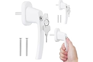 kwmobile 2 x klamka korby okiennej, aluminiowy, zamykany, wymienny uchwyt do okien skrzydłowych, długość wrzeciona 35 mm, zamek, klucz, biały