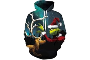 EUDOLAH Herren Hoodies 3D Druck Weihnachten Motiv mit Tasche