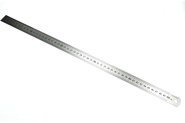 DAUMKINO Règle en Acier Inoxydable – 10 à 50 cm – Règle métallique avec double graduation mm & pouces – À l’unité ou en lot – École, bureau & atelier (acier, 50 cm)