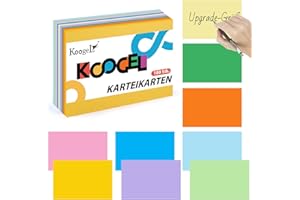 ‎KOOGEL Koogel 180 Blätter Blanko Karteikarten, A6 Lernkarten Moderationskarten 9 Farben farbig sortiert Rechteckig für Vokabel Lernen Büro Schule Präsentation Moderation (15cm x 10cm)