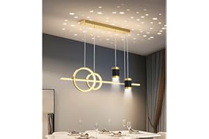 BELLASTEIN Lampa wisząca LED Lampa wisząca Lampa wisząca ze zdalnym sterowaniem Lampa wisząca Regulowana wysokość Lampa wisząca Nowoczesna lampa wisząca LED do jadalni Sypialnia Kuchnia Lampa (złoty, L100cm)