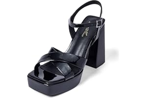 GENSHUO Sandały na obcasie Blok dla kobiet Seksowne sandały z otwartymi palcami 10 CM/3,94 Cal Wysokie Obcasy Platforma Sandały Kwadratowe Wysokie Obcasy Sommer na imprezę, czarny, 39 EU