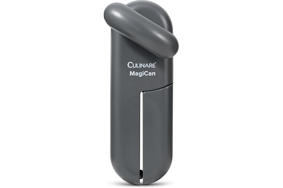 Culinare MagiCan Tin Opener, Grey, Plastic/Stainless Steel, Manual Can Opener, Comfortable Handle for Safety and Ease
