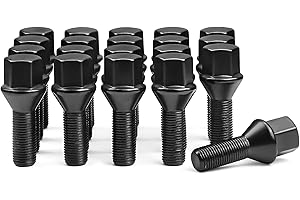 ZOFFI Viti per ruota nere M12 x 1,25 di ricambio per Citroen Peugeot, 20 pezzi, coni a 60°, SW17, lunghezza gambo 28 mm