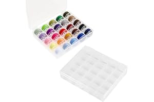 BANJIABB Caja de plástico con 25 compartimentos, caja vacía para bobinas de máquina de coser, bobina de costura, almacenamiento para máquina de coser, almacenamiento de bobinas y objetos pequeños