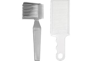 KVBUCC 2PCS 2 in 1 Hair Cutting Comb for Men，Antistatic Anti Fade Hair Cutting Tools，Barber Professional Beauty Hair Cutting Styling Comb ，Flat Top Clipper Comb (Grey and White)