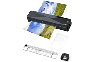 Lulizar Laminator, A4 Laminator Machine, A4 Laminating Machine with 30 Laminating Pouches, A4 A5 A6 Cold and Thermal Mode Laminator Set with Paper Trimmer and Corner Rounder for Home School Office