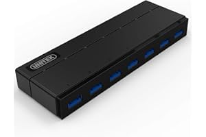 UNITEK Hub 7 portów USB 3.0 aktywny z zasilaniem, hub multiport rozdzielacz do komputera, laptopa, klawiatury, myszy, drukarki, iOS (Mac) + Windows, Plug & Play, czarny