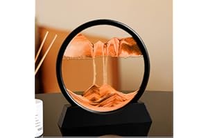 DONGAI 3D bewegliche Sand Kunst Bild Dekor, Tiefsee Sandscape flüssige Bewegung, rundes Glas, mobile Sand große Desktop Dekorationen/Spielzeug für Erwachsene und Kinder (18cm, gelb)