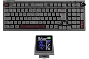 EPOMAKER RT100 98 Tasti ISO (UK) Tastiera da Gioco Meccanica con Mini TV Personalizzabile, Guarnizione, Tre Modalità (BT5.0/2.4Ghz/USB-C), presa Hot Swappable (Grey, Wisteria Linear Switch)