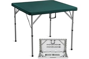 VEVOR Table de Mahjong Pliable, Table de Jeu de Cartes pour 4 Joueurs, avec Plateau Vert Résistant à l'usure, Table de Dominos Portable avec Poignée de Transport, pour Puzzles Poker, 86x86x74 cm