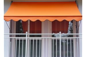 Angerer Freizeitmöbel GmbH Standard Clamp Awning for Sun Protection – Mounting without Drilling and Dowels – Ideal Balcony Awning for Rented Flats (Orange, 300 cm)