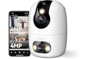 Imou 4MP Dual Kameras Überwachungskamera Innen mit Person/Haustiererkennung, 2.4GHz/5GHz WiFi, 360° PTZ WLAN Überwachungskamera Innen, Farbnachtsicht, Auto Tracking, 2-Wege-Audio,Sirene,One Touch Call