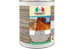 MARBEC HYDROIL ESTERNO 1KG Olio impregnante per legno esterno in base acqua a rapida essiccazione. Ideale per il trattamento del fai da te di pavimenti, arredi giardino e infissi esterni.