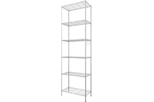 Himimi Regał 6-poziomowy, regał druciany, regał metalowy, wolnostojące, wytrzymałe półki do przechowywania z regulowanymi nóżkami, 54 x 29 x 160 cm (dł. x szer. x wys.), srebrna