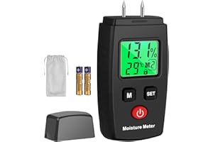 YGiTK Feuchtigkeitsmesser Feuchtigkeitsmessgerät mit 2 Modi, Holz- und Baumaterial-Detektor, LCD-Display mit Hintergrundbeleuchtung, Holzfeuchtemessgerät Brennholz Auflösung 0,10%