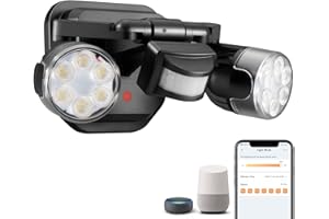 OREiN Projecteur Led Exterieur Detecteur de Mouvement, 3 Modes de Fonctionnement Réglage à 450° 12W = 150W 5000K IP65 Lampe de Sécurité LED Étanche Fonctionne avec Alexa/Google Home pour Maison