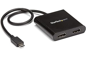 StarTech.com Adapter USB-C na Dual HDMI, USB Typ-C Multi-Monitor MST Hub, Dual 4K 30Hz/1080p 60Hz HDMI Laptop Display Extender/Splitter, bardzo długi zintegrowany kabel, tylko Windows (MSTCDP122HD)