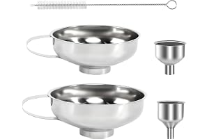 Tratt i rostfritt stål, set om 4 stycken minitrattar, sylttratt med rengöringsborste för olja, socker, syltfyllning 1/1,5/3,7