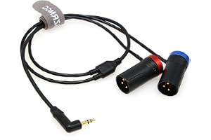 SZRMCC 3,5 mm TRS rätvinklig till dubbel XLR 3-stifts hane låg profil XLR ljudkabel för Rode Wireless GO II till 2-kanals mottagare, ljudenheter, zoomvideokamera