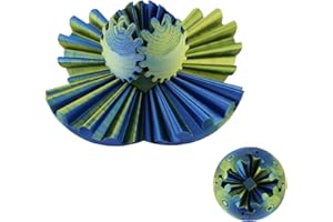 VICBOU Bola de Engranaje de 10CM,Fidget de Bola de Engranaje Impreso en 3D, Gear Ball 3D,Juguete Sensorial Cubo para Adultos y Niños para Aliviar el Estrés y la Ansiedad (Amarillo Azul)